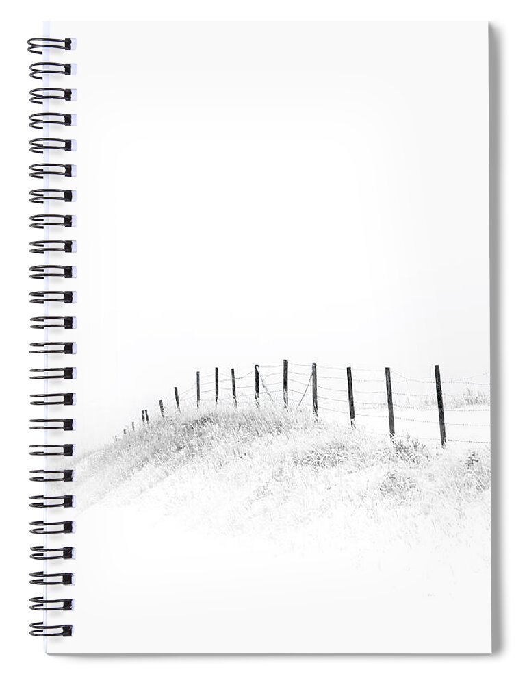 High Key Spiral Notebook featuring the photograph Fenceline In The Snow by Dan Jurak