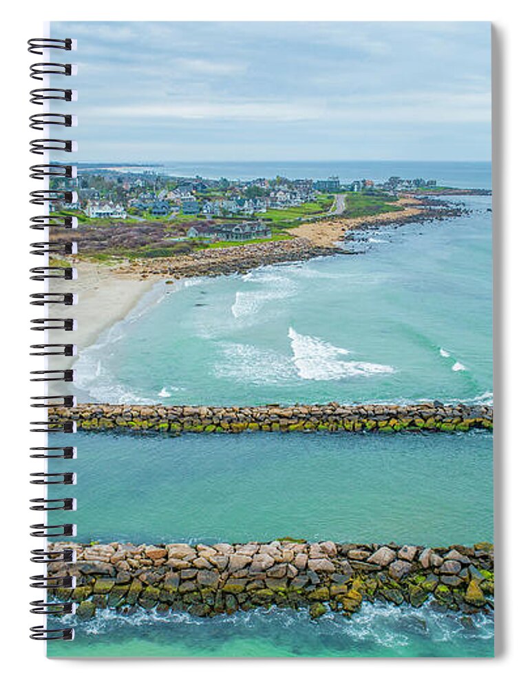 Fenway Beach Spiral Notebook featuring the photograph Fenway Beach, Weekapaug #1 by Veterans Aerial Media LLC