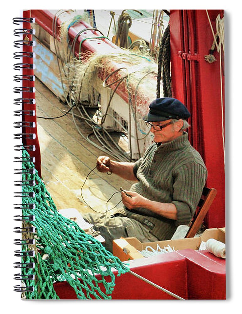 Ferry Spiral Notebook featuring the photograph Ferry Boat Captain at Port of Deauville by Susan Maxwell Schmidt