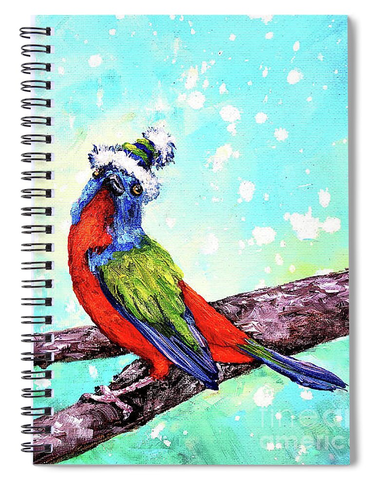  Painted Bunting Spiral Notebook featuring the painting Festive Painted Bunting by Zan Savage