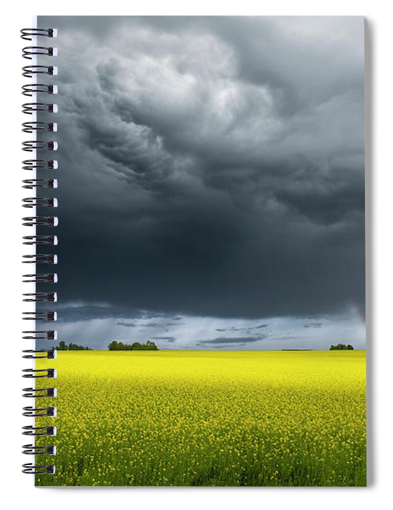 Canola Field Spiral Notebook featuring the photograph Field by Bess Hamiti