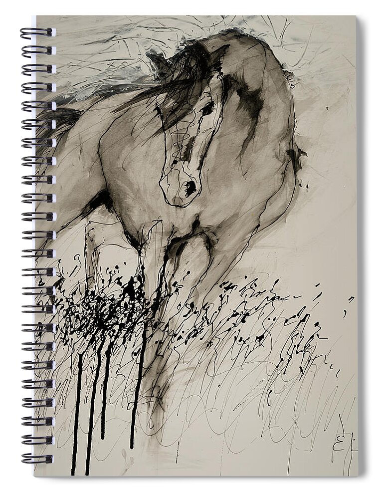 Horse Spiral Notebook featuring the painting Field Of Wild by Elizabeth Parashis
