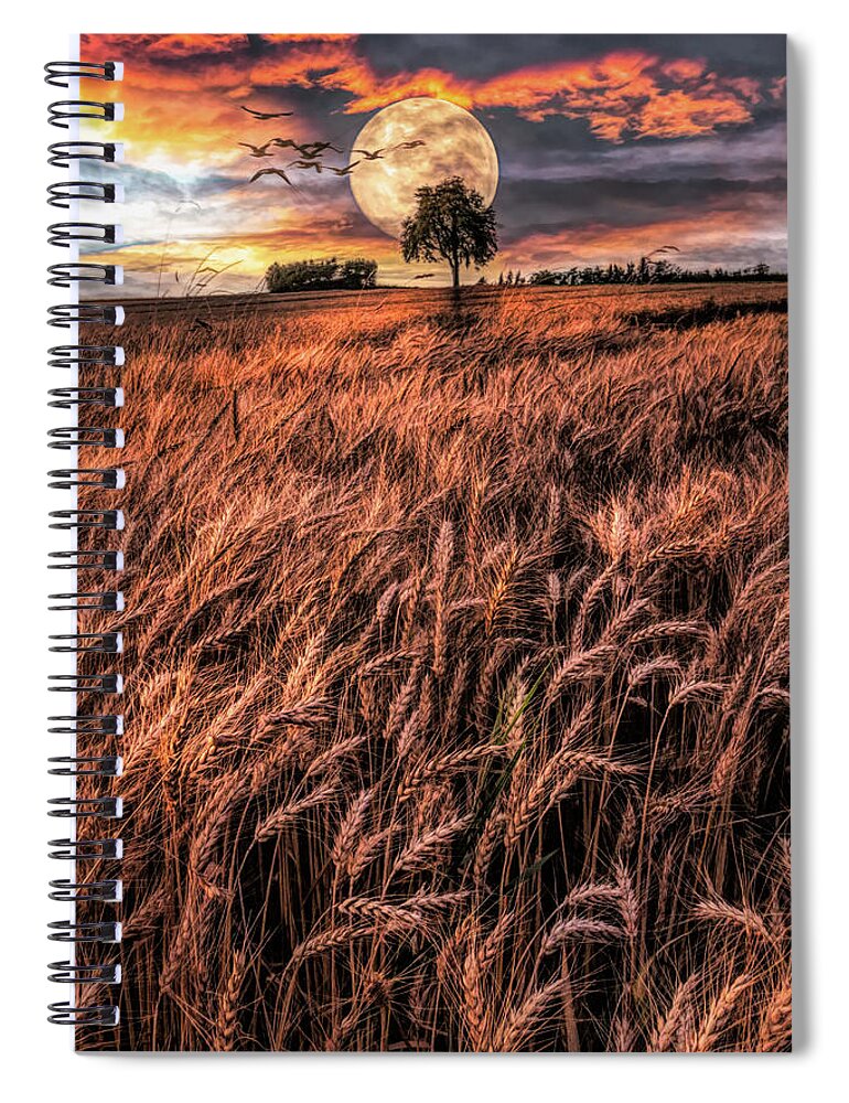 Barn Spiral Notebook featuring the photograph Fields in Early Evening II Painting by Debra and Dave Vanderlaan