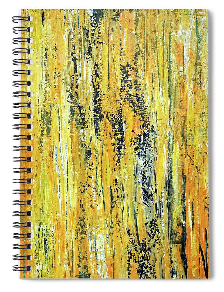 Abstract Spiral Notebook featuring the painting Fields of Gold by Dick Richards