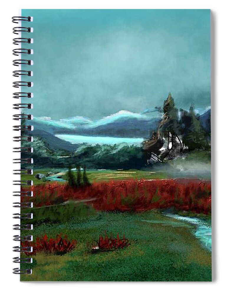 Lupine Spiral Notebook featuring the digital art Fields of Lupine by Doug Gist