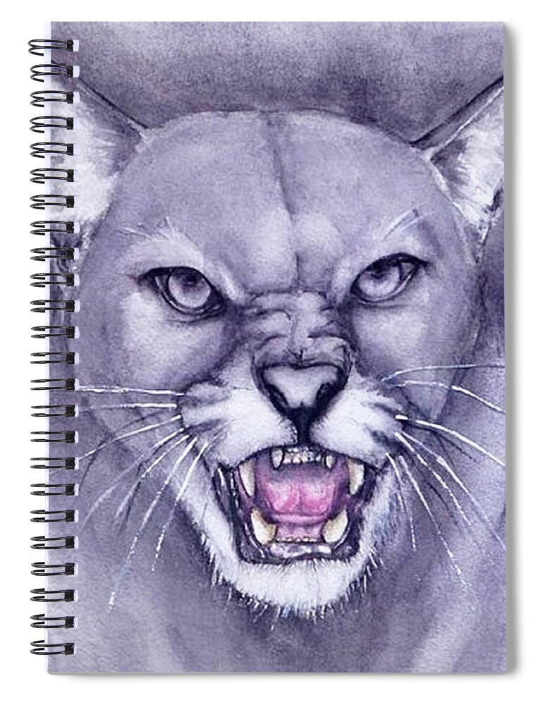 Cougar Painting Spiral Notebook featuring the painting Fierce Cougar by Kelly Mills