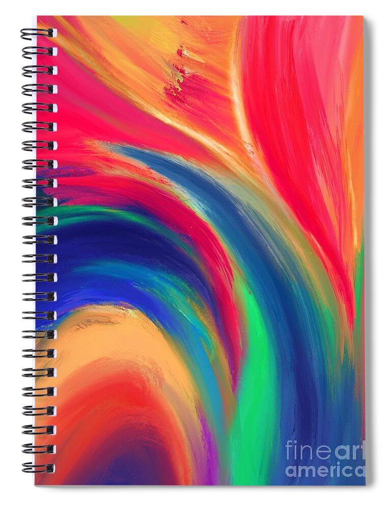 Abstract Spiral Notebook featuring the digital art Fiery Fire - Modern Colorful Abstract Digital Art by Sambel Pedes