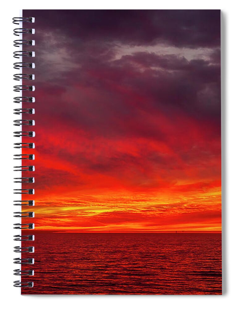 Sunset Spiral Notebook featuring the photograph Fiery Sunset in Oceanside - January 10, 2022 by Rich Cruse