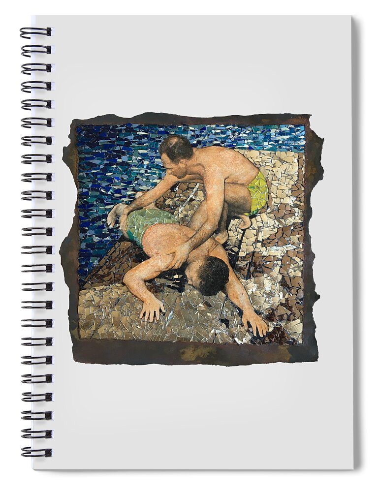Glass Spiral Notebook featuring the mixed media Fig. 100. Lift onto dock. by Matthew Lazure