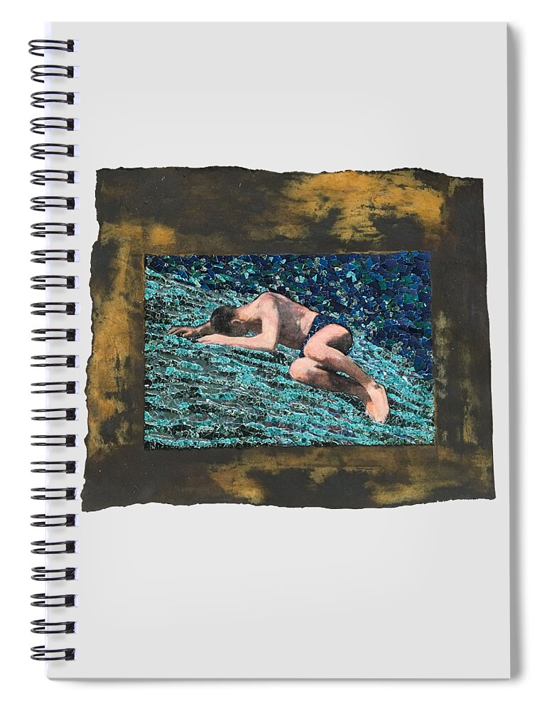 Glass Spiral Notebook featuring the mixed media Fig. 39. Position of victim of stomach cramp. by Matthew Lazure
