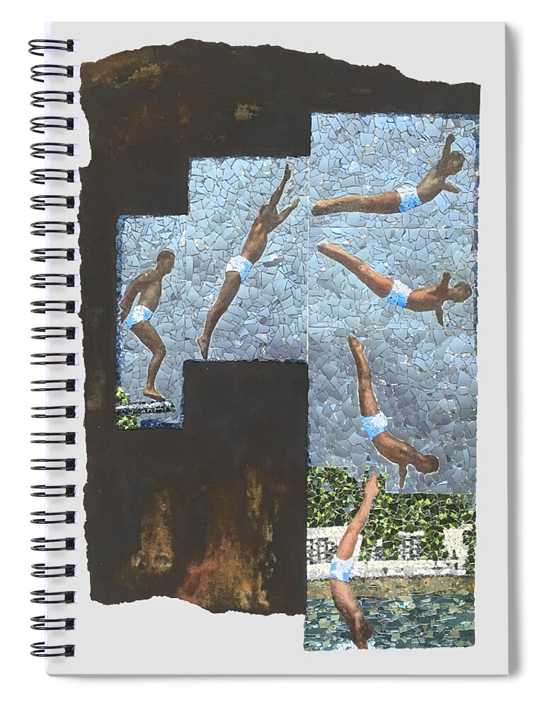 Mosaic Spiral Notebook featuring the mixed media Fig. 60. The swan dive. by Matthew Lazure