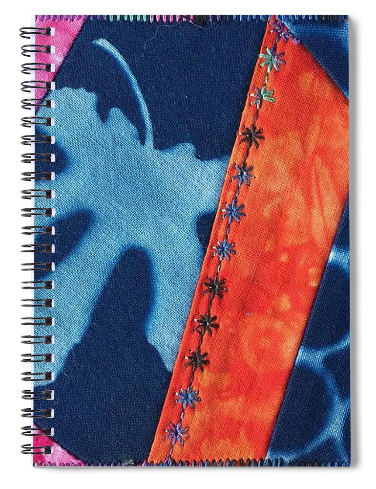 Fiber Art Spiral Notebook featuring the mixed media Fig Leaf by Vivian Aumond