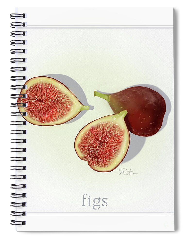 Fruit Spiral Notebook featuring the mixed media Figs Fresh Fruits by Shari Warren