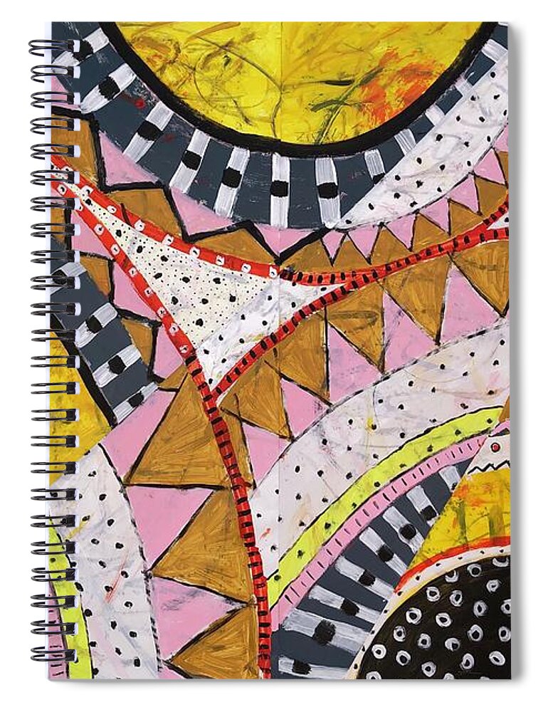 Cheerful Spiral Notebook featuring the painting Finale by Cyndie Katz