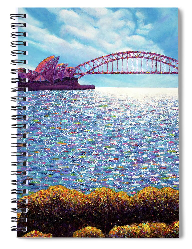 Finger Spiral Notebook featuring the painting Finger Painting - Sydney Harbour by Lorraine McMillan