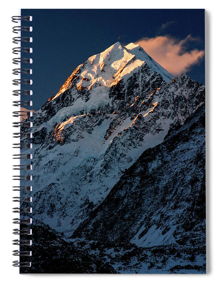 Mt Cook Spiral Notebook featuring the photograph Fire and Ice - Mount Cook National Park, South Island, New Zealand by Earth And Spirit