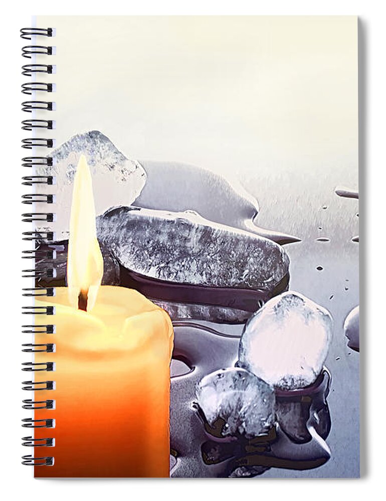 Candles Spiral Notebook featuring the photograph Fire and Ice by Pennie McCracken