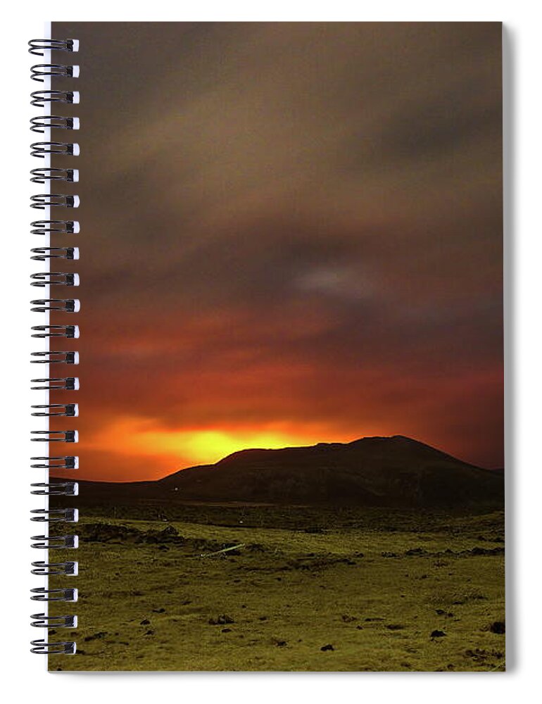 Volcano Spiral Notebook featuring the photograph Fire at the farm by Christopher Mathews