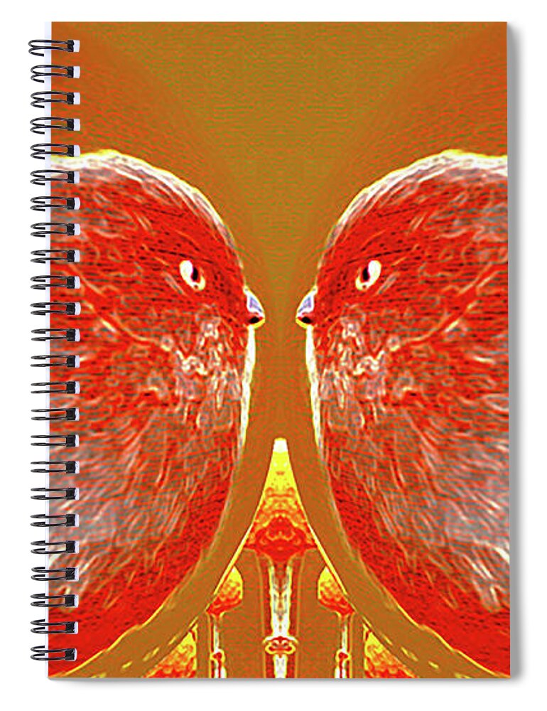 Bird Spiral Notebook featuring the digital art Fire Bird by Alexandra Vusir