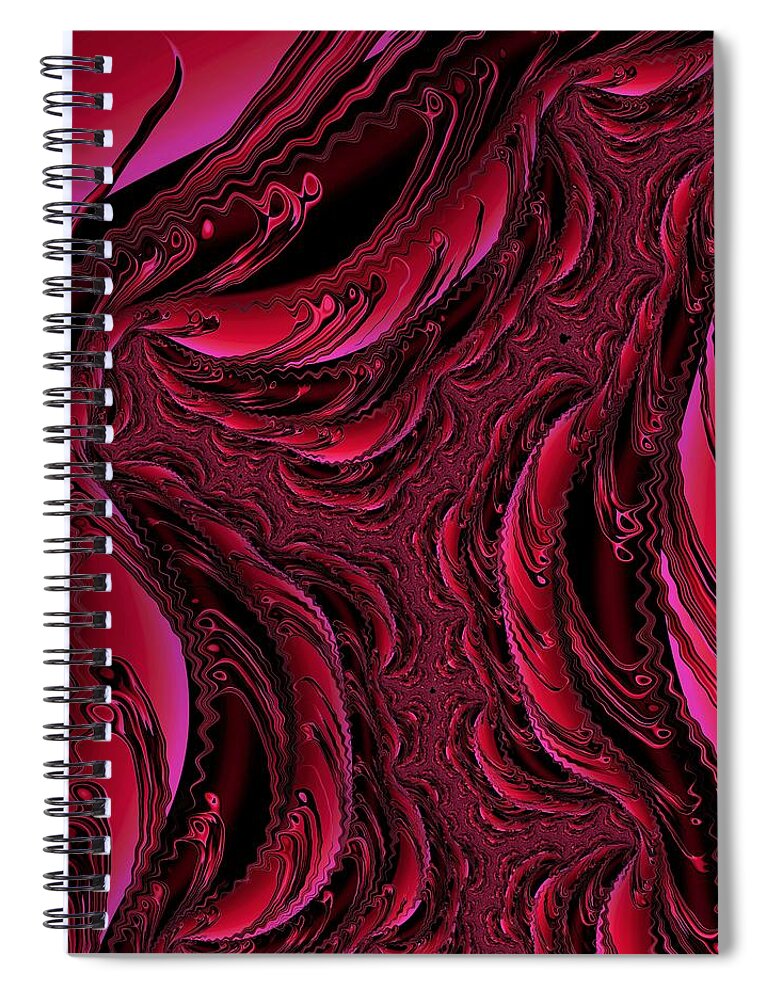 Fractal Spiral Notebook featuring the digital art Fire Element #4 by Mary Ann Benoit