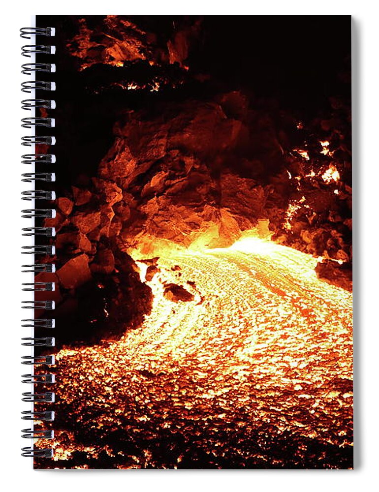 Volcano Spiral Notebook featuring the photograph Fire river by Christopher Mathews