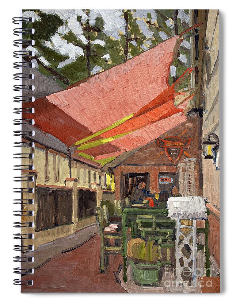 Big Bear Spiral Notebook featuring the painting Fire Rock Burgers and Brews - Big Bear, California by Paul Strahm