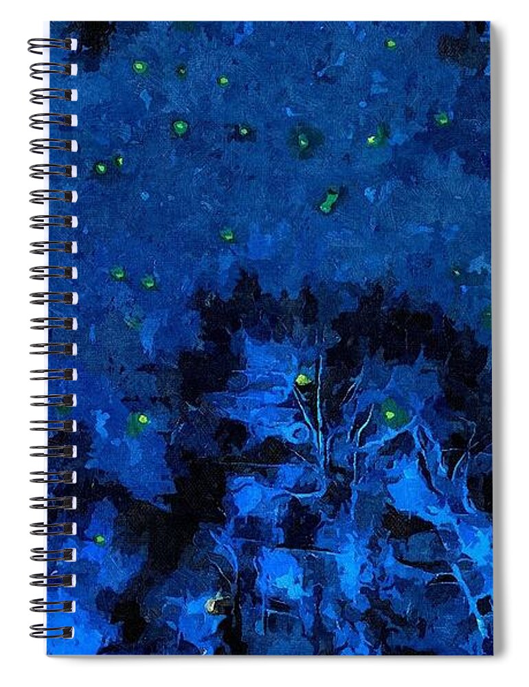 Firefly Spiral Notebook featuring the mixed media Firefly Night by Christopher Reed
