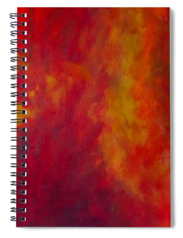 Red Spiral Notebook featuring the painting Fires of Creation by Ellen Eschwege