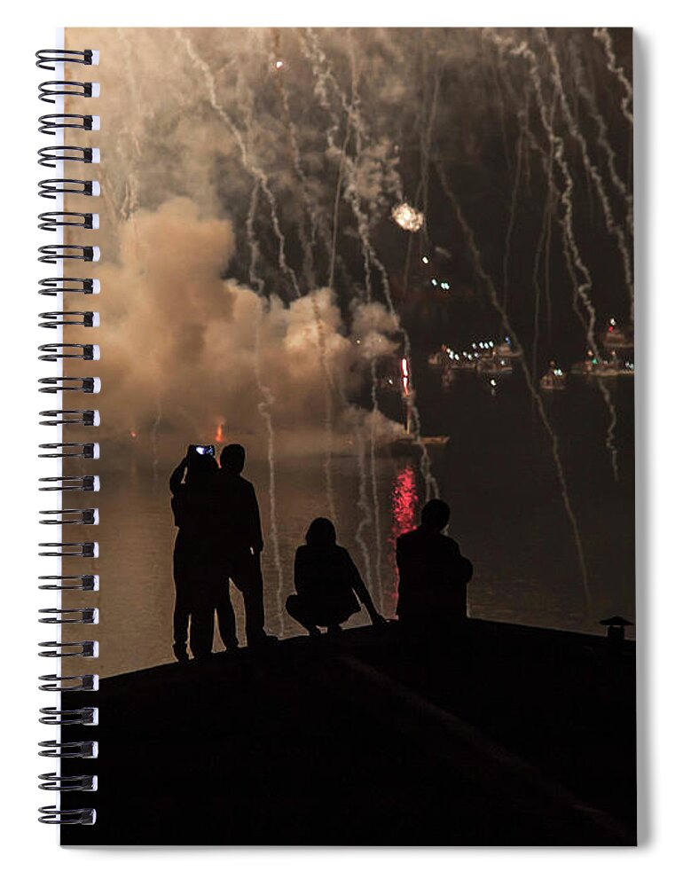 Smoke Spiral Notebook featuring the photograph Firework Smoke Valparaiso by Chris Goldberg