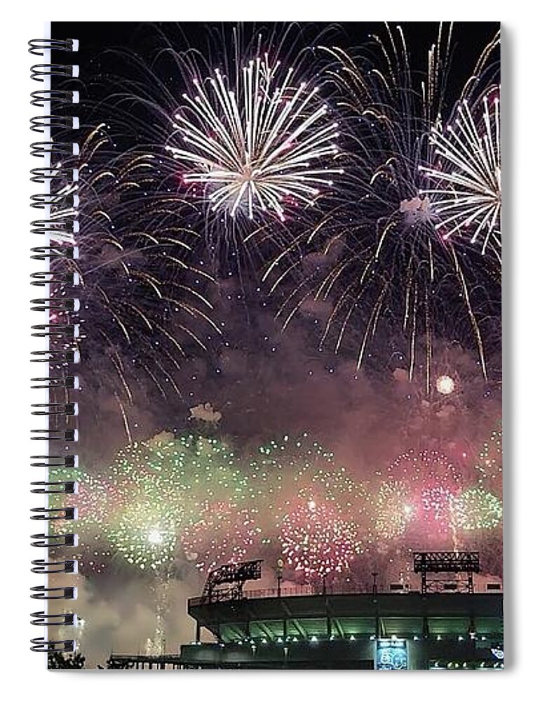 Nashville Spiral Notebook featuring the photograph Fireworks in Nashville by Ally White