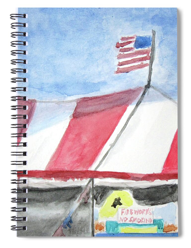  Spiral Notebook featuring the painting Fireworks. No Smoking. by Loretta Nash