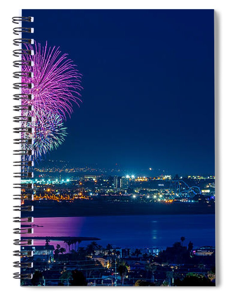 Festival Spiral Notebook featuring the photograph Fireworks over America's Finest City by Sam Antonio