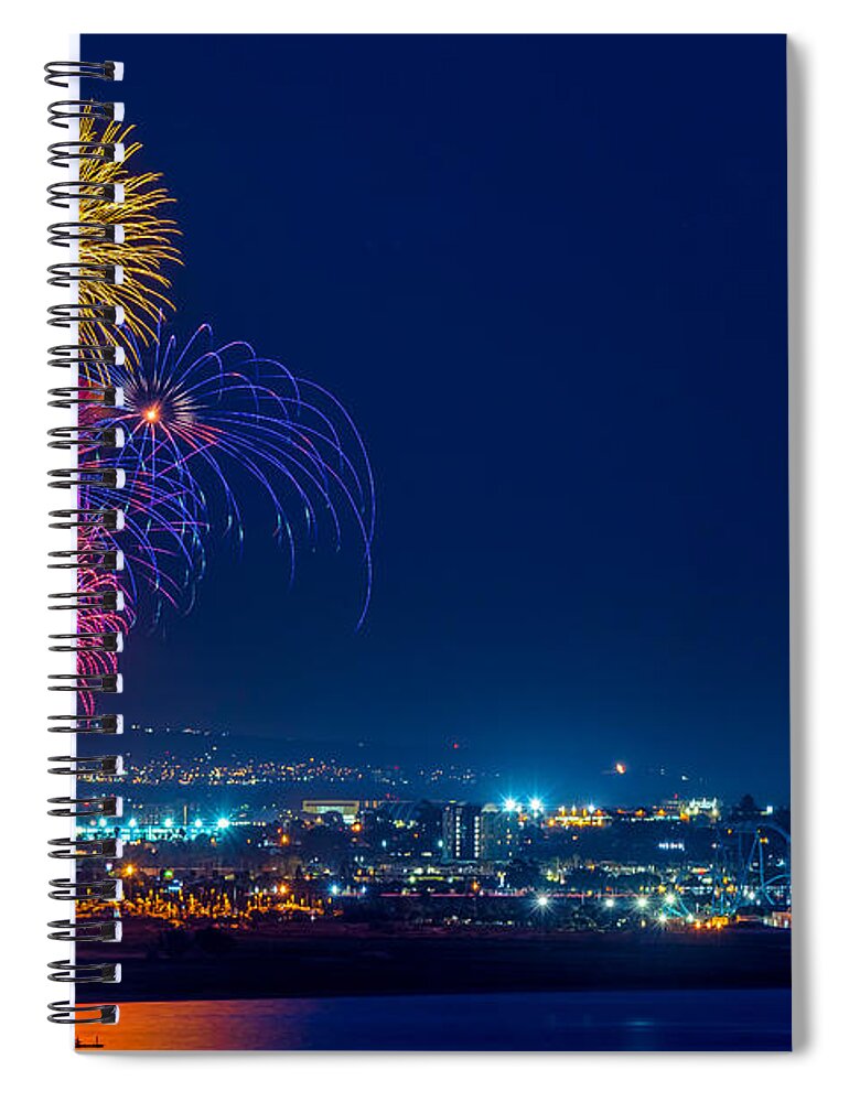 Festival Spiral Notebook featuring the photograph Fireworks over San Diego by Sam Antonio