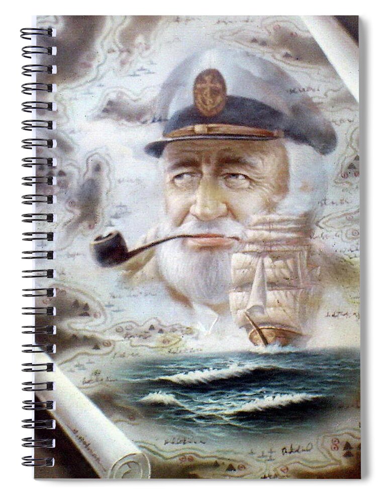 First Spiral Notebook featuring the painting First map Capitan by Yoo Choong Yeul