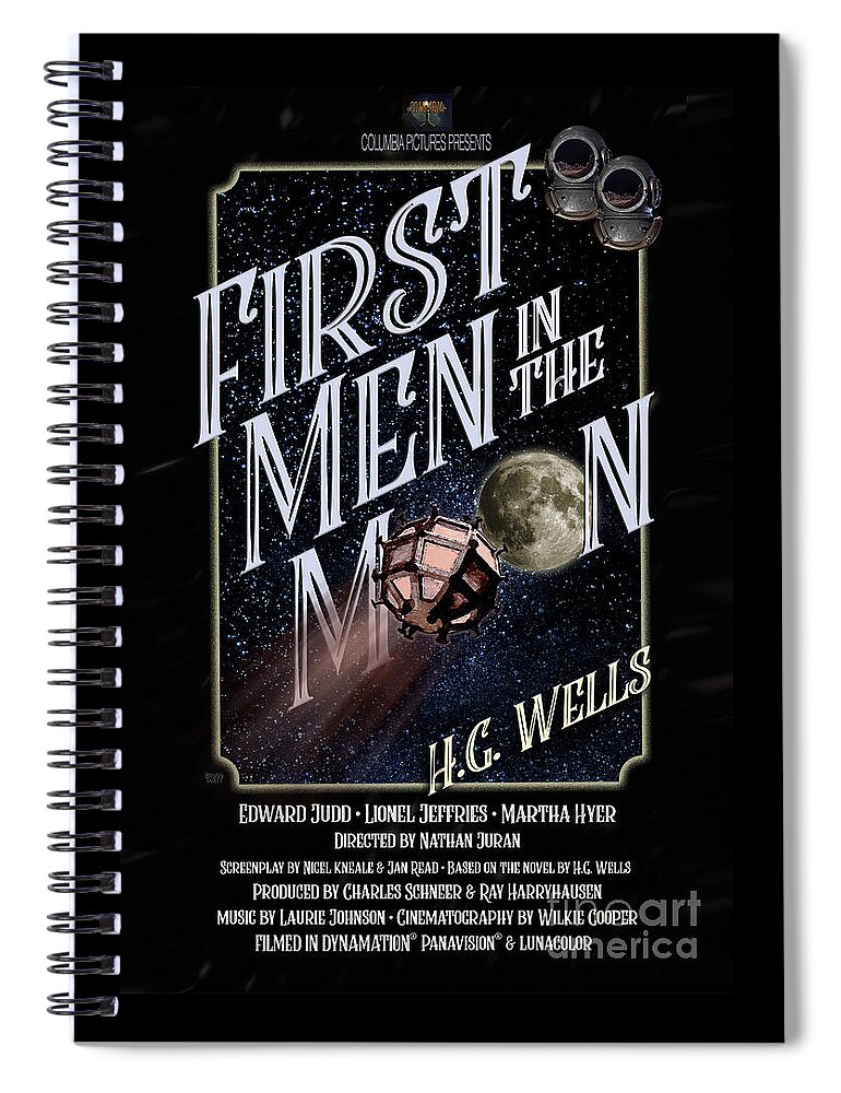 H.g. Wells Spiral Notebook featuring the digital art First Men In The Moon Movie Poster by Brian Watt