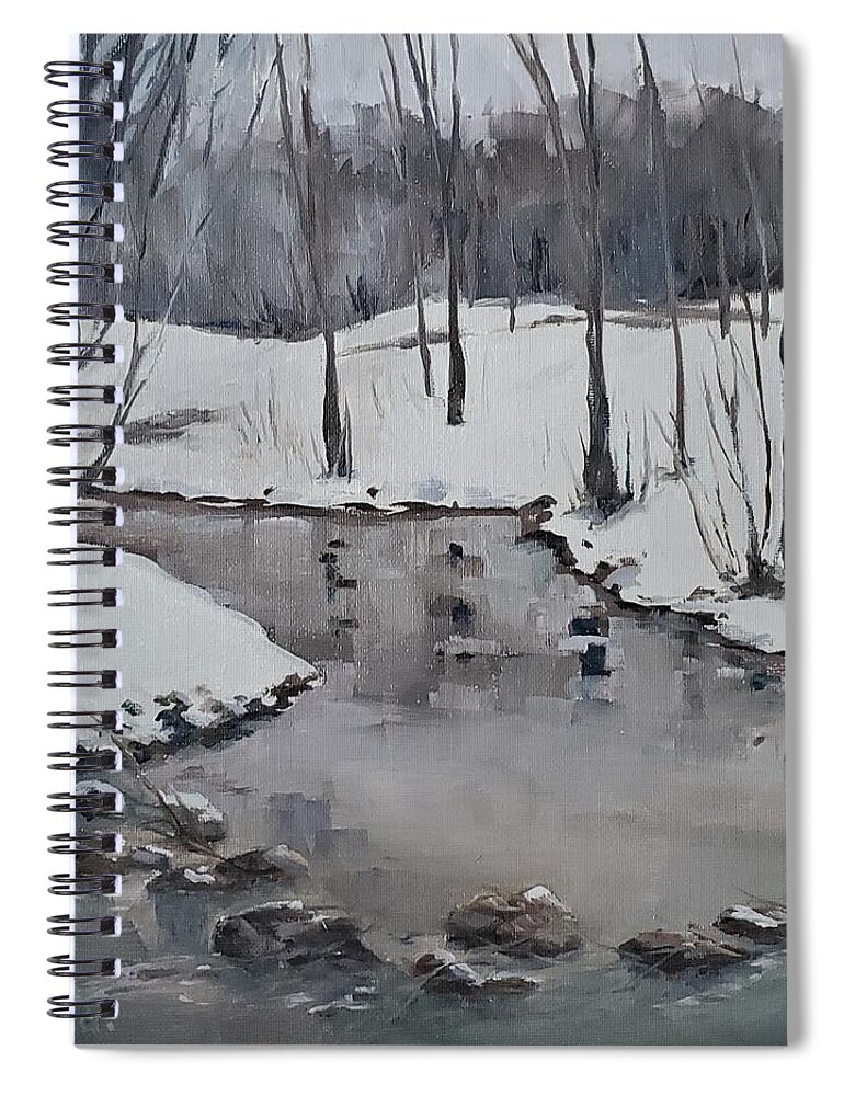 Landscape Spiral Notebook featuring the painting First Morning Walk 2021 by Sheila Romard
