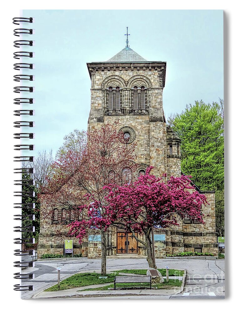 First Parish Church Plymouth Spiral Notebook featuring the photograph First Parish Plymouth in Spring by Janice Drew
