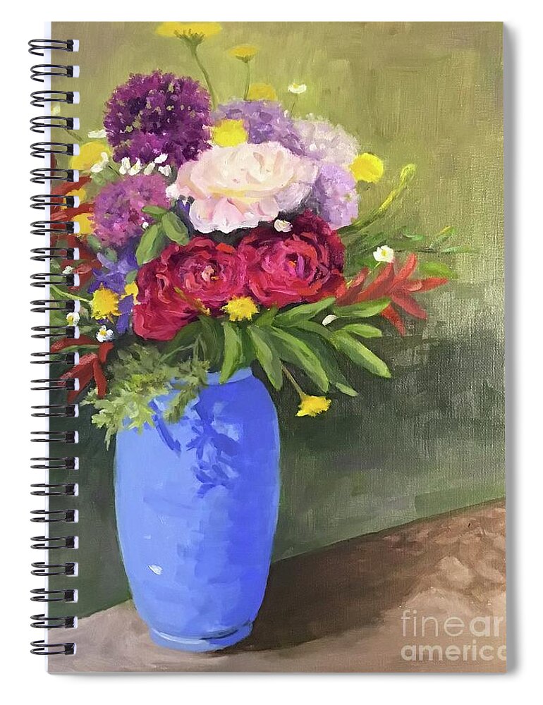 Peony Spiral Notebook featuring the painting First Peonies by Anne Marie Brown