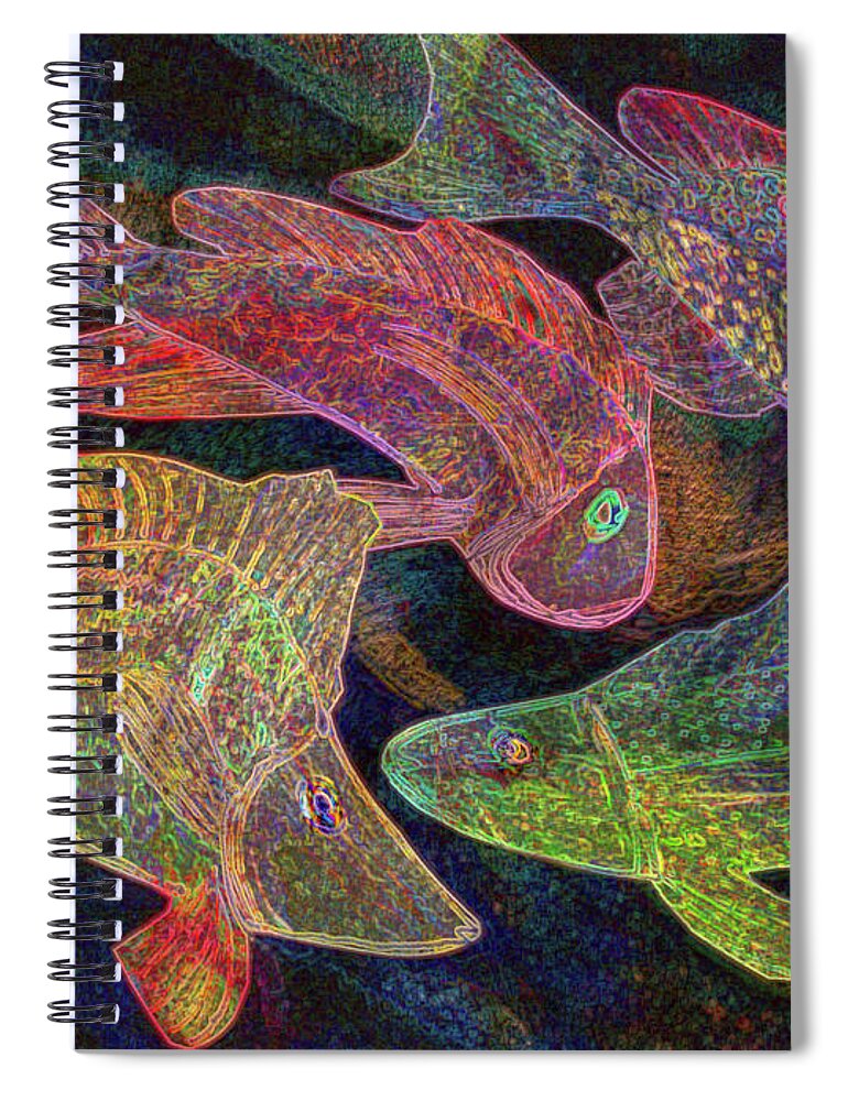 Fish Spiral Notebook featuring the digital art fish painting - Old School by Sharon Hudson