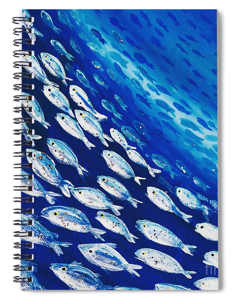 Fish-swirl Spiral Notebook featuring the painting Fish Swirl by Midge Pippel