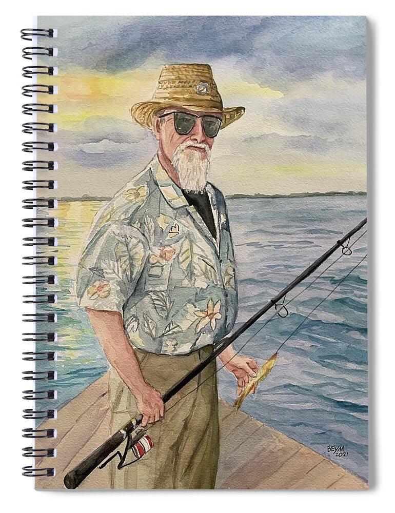 Fisherman Spiral Notebook featuring the painting Fisherman Ken by Clara Sue Beym