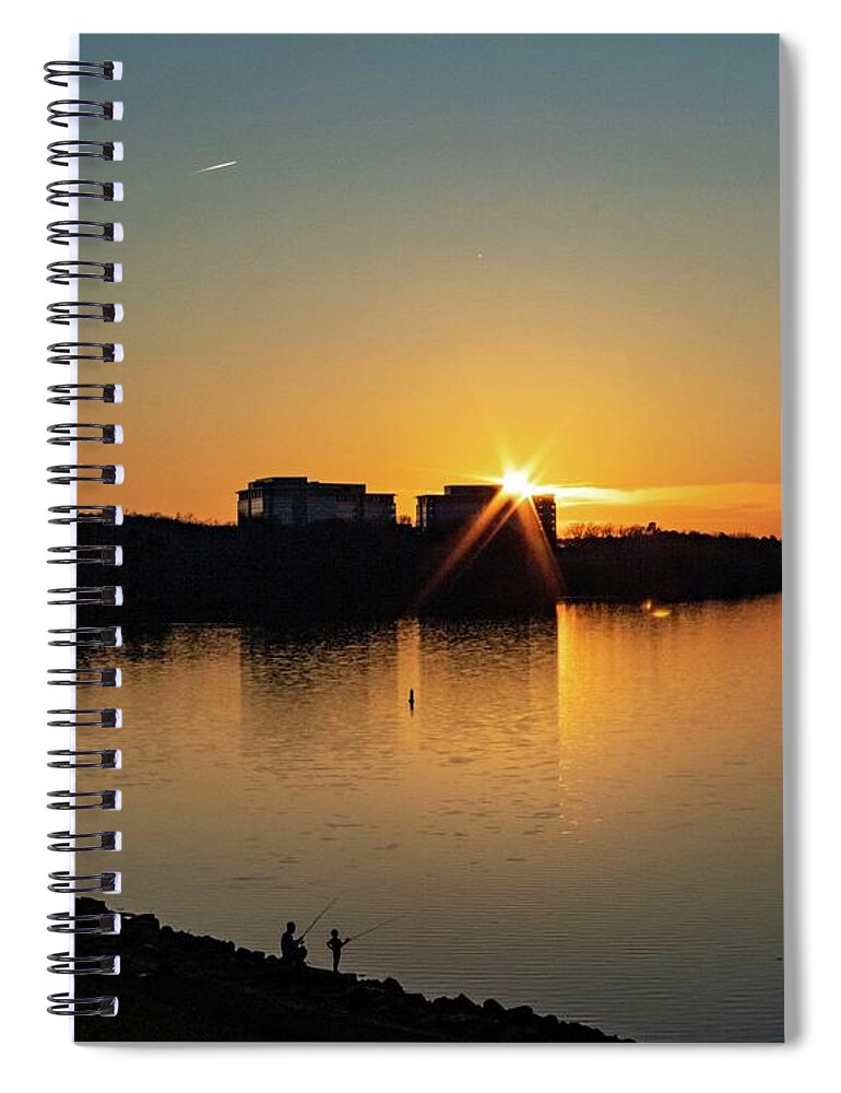 Sunset Spiral Notebook featuring the photograph Fishing at Sunset by Rick Nelson