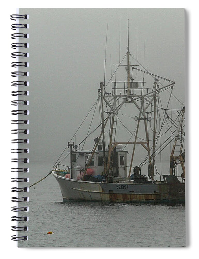 Fishing Spiral Notebook featuring the photograph Fishing boat in the fog by Denise Kopko