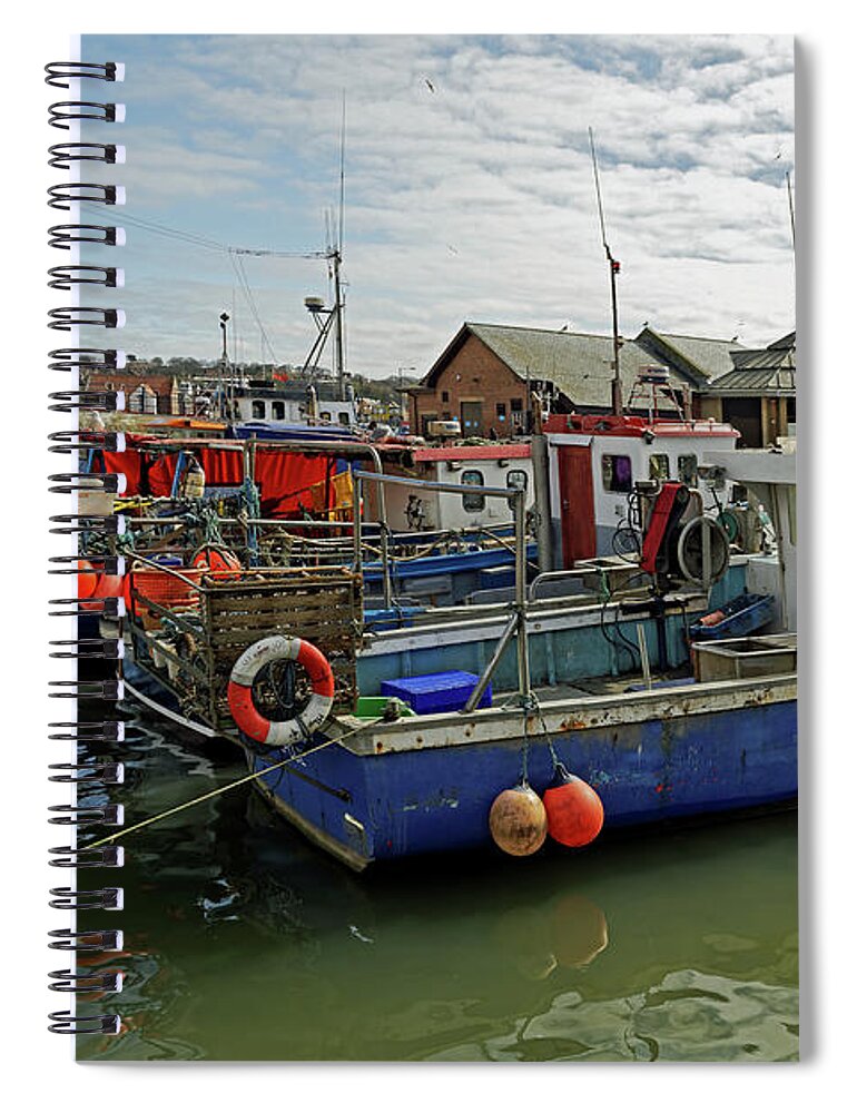 Britain Spiral Notebook featuring the photograph Fishing Boats at Endeavour Wharf, Whitby by Rod Johnson