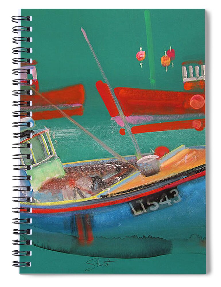 Fishing Spiral Notebook featuring the painting Fishing Boats at Walberswick by Charles Stuart