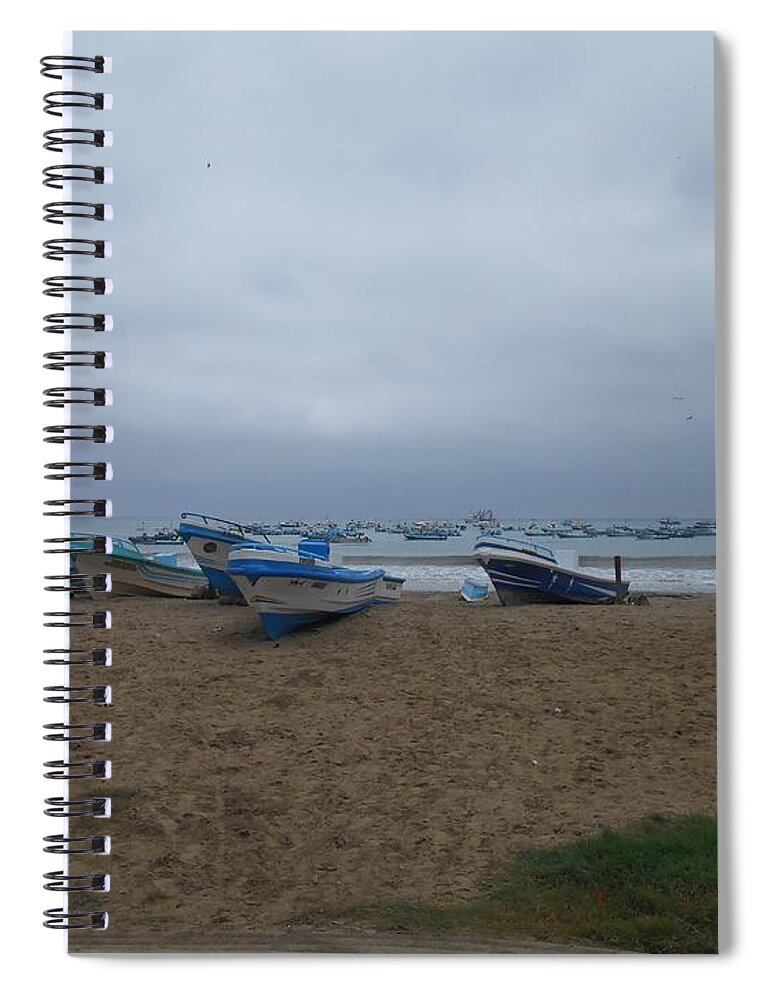 Boats Spiral Notebook featuring the photograph Fishing boats by Nancy Graham