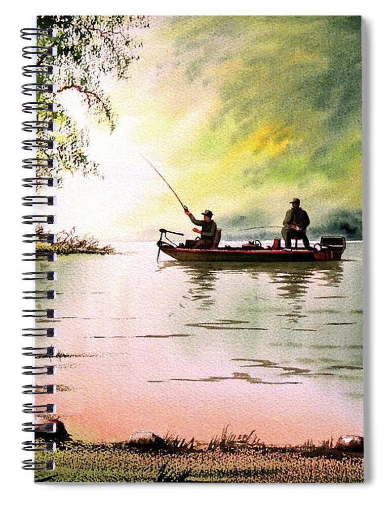 Bass Fishing Spiral Notebook featuring the painting Fishing for Bass - Greenbrier River by Bill Holkham