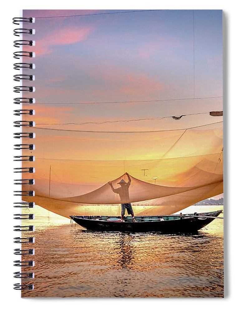 Awesome Spiral Notebook featuring the photograph Fishing by Khanh Bui Phu