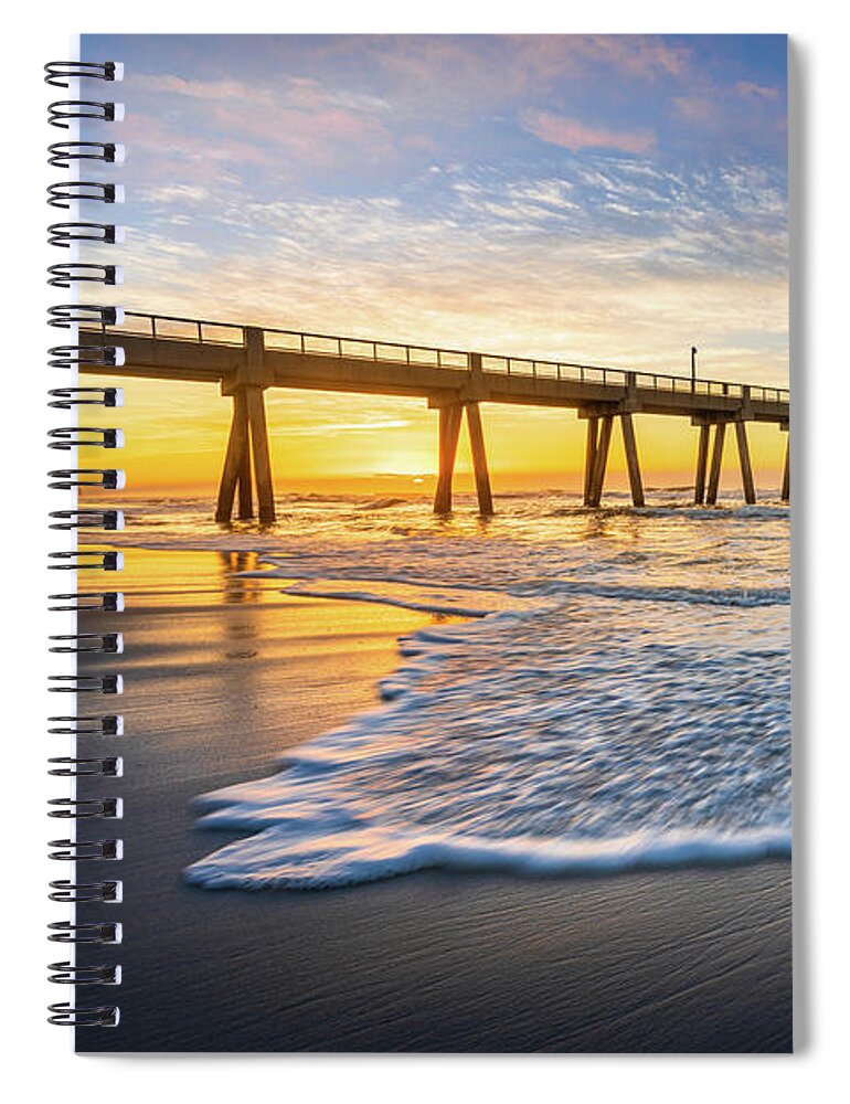 Pier Spiral Notebook featuring the photograph Fishing Pier Navarre Florida Sunrise by Jordan Hill