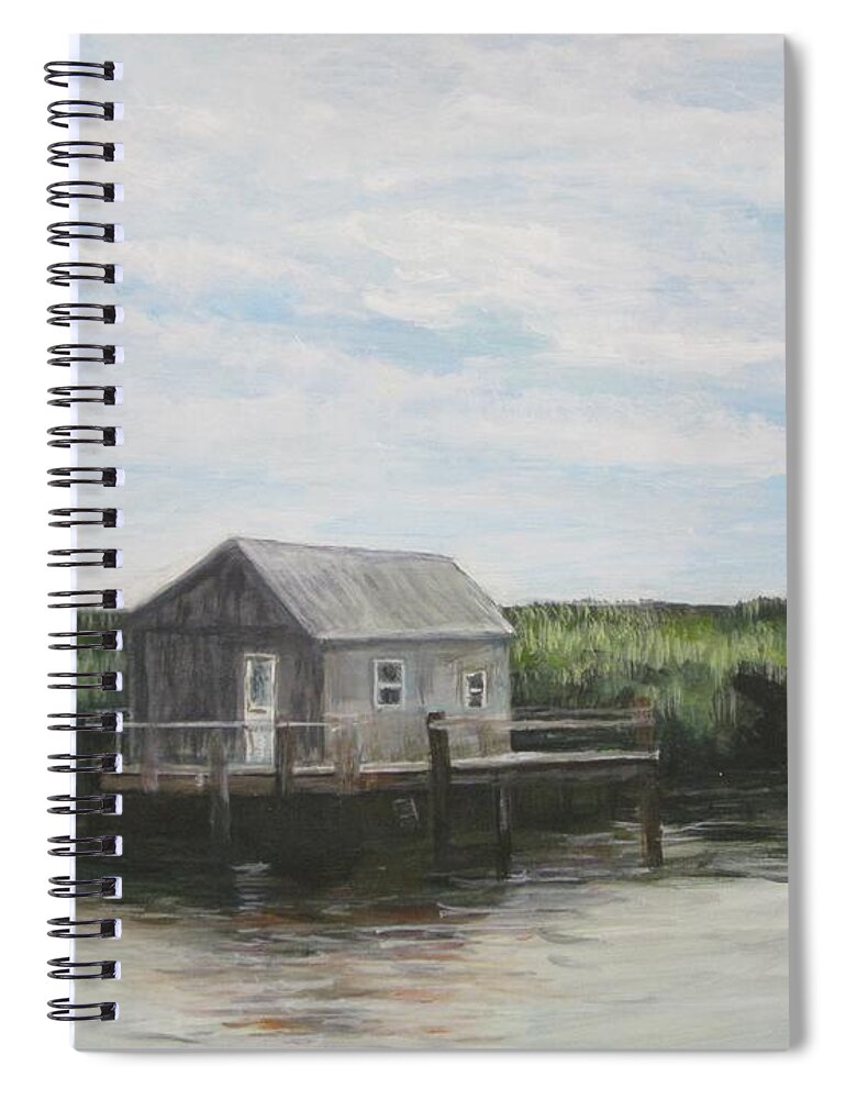 Painting Spiral Notebook featuring the painting Fishing Shack by Paula Pagliughi